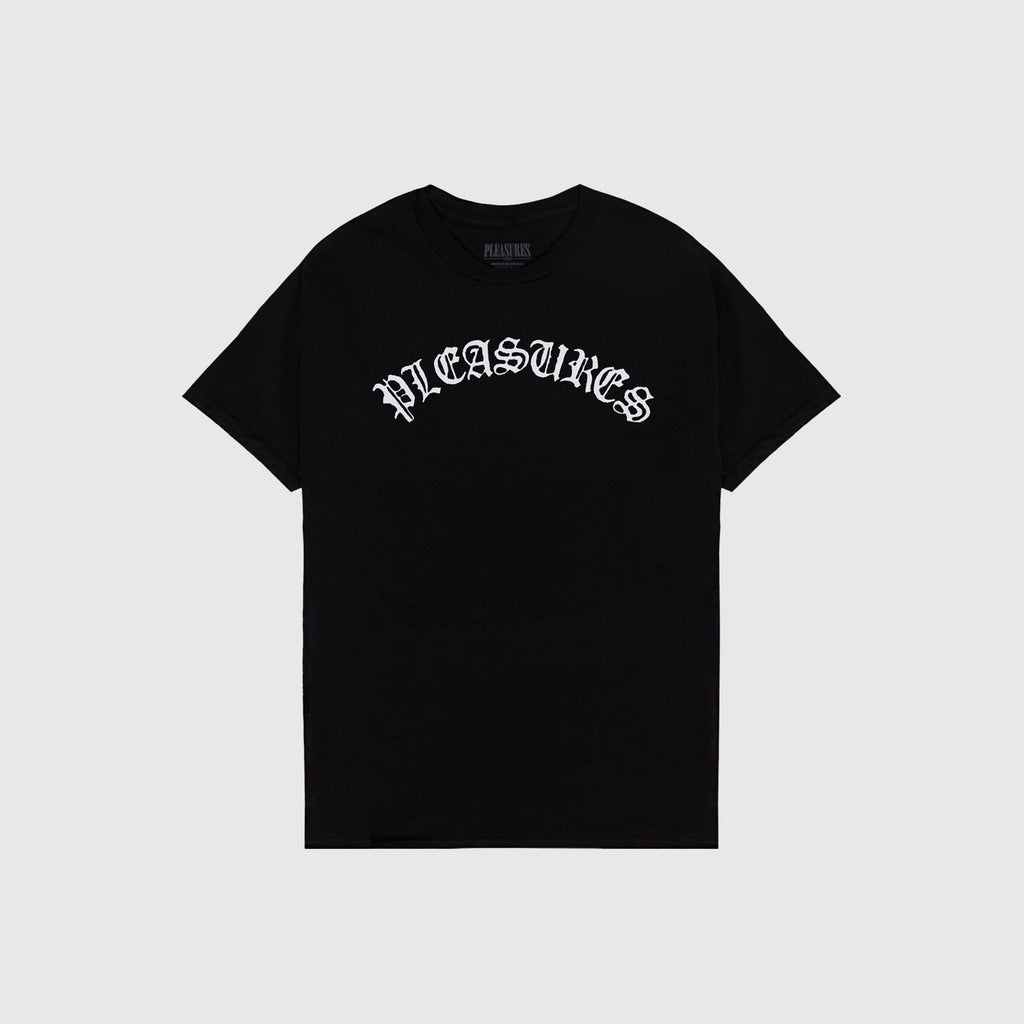 Pleasures Old E Logo Tee - Black - Front