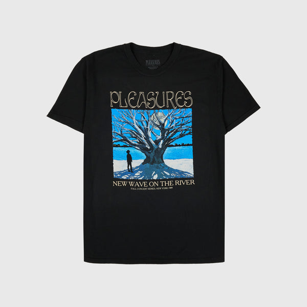 Pleasures River Pigment Dye Tee - Black - Front