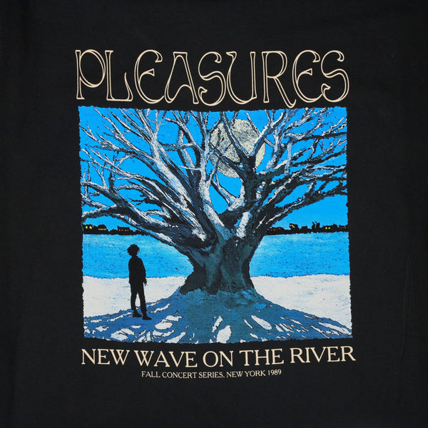 Pleasures River Pigment Dye Tee - Black - Close Up