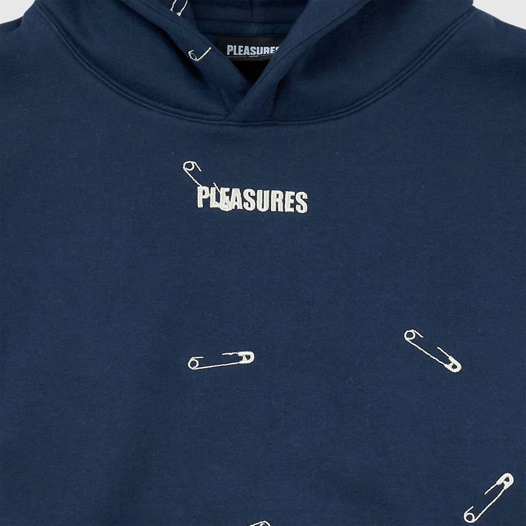 Pleasures Safety Pin Hoodie - Navy - Front Close Up