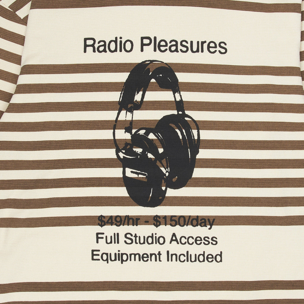Pleasures LS Chiller Striped Thermal Tee - Tan Graphic Close Up 
