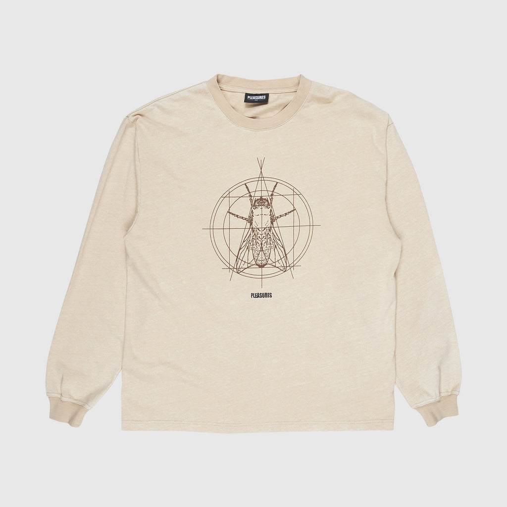 Pleasures LS Lonestar Heavyweight Tee - Natural Front With Central Chest Logo 