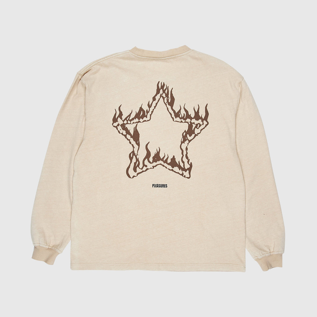 Pleasures LS Lonestar Heavyweight Tee - Natural Back With Large Graphic 