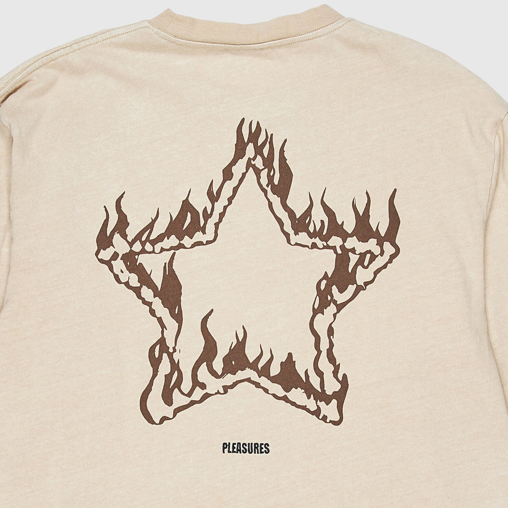 Pleasures LS Lonestar Heavyweight Tee - Natural Back Graphic Close Up 