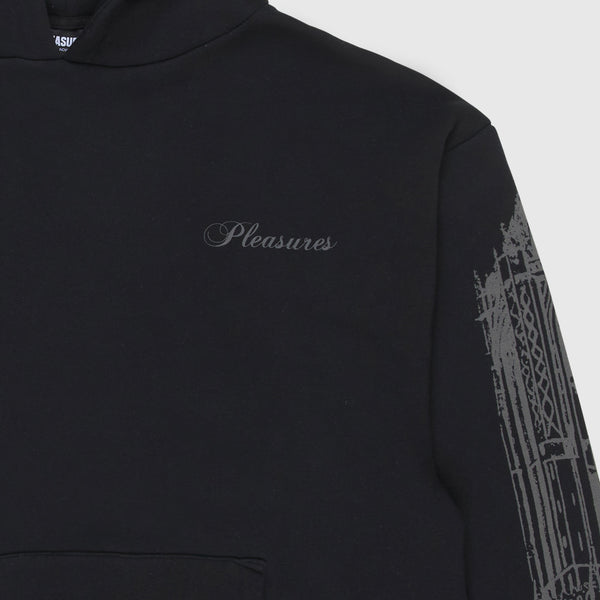 Pleasures Warsaw Hoodie - Black Chest Logo 