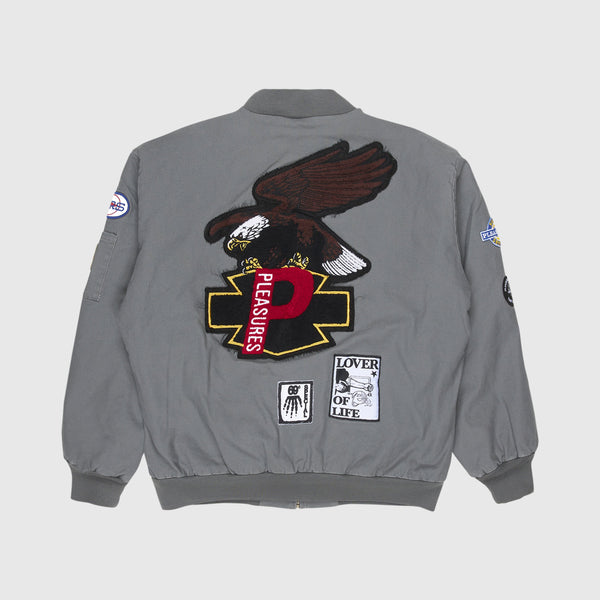  Pleasures Worms Mechanic Jacket - Grey Back With Large Felt Patch