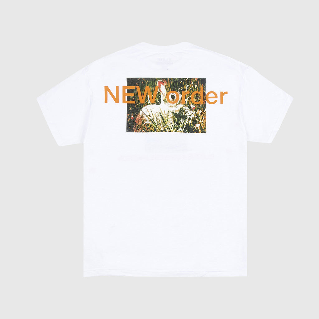 Pleasures x New Order SS Guilt Tee - White Back With Graphic And Text 