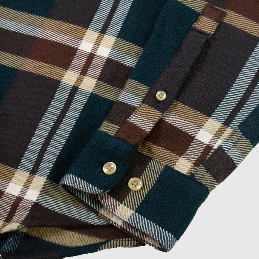Portuguese Flannel Article ESP Shirt - Teal / Cream / Brown - Close 