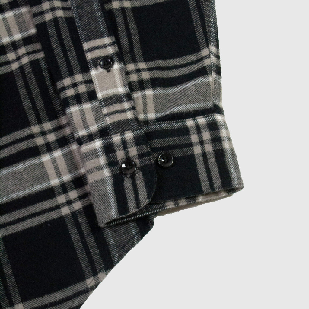Portuguese Flannel B&B ESP Shirt - Black / Grey / White - Front Close Up