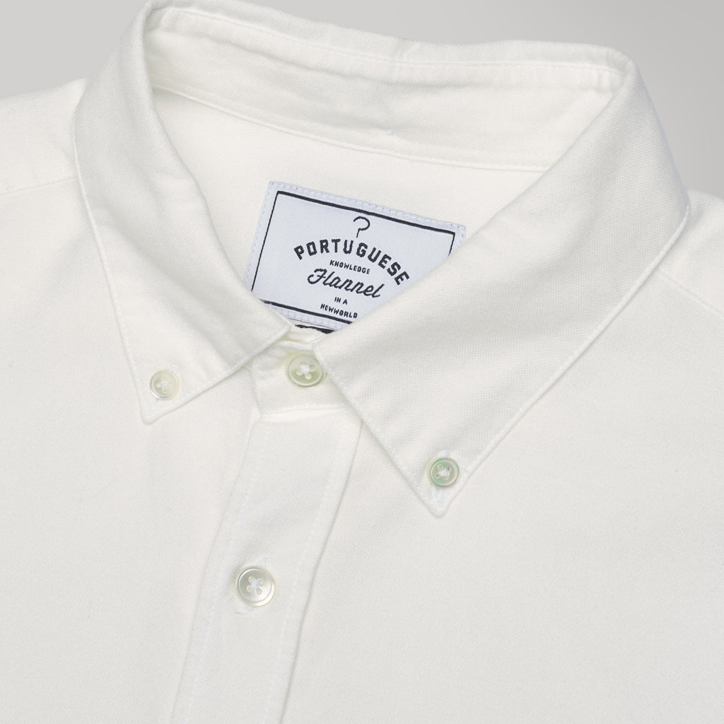 Portuguese Flannel Belavista Shirt - Off White - Front Close Up