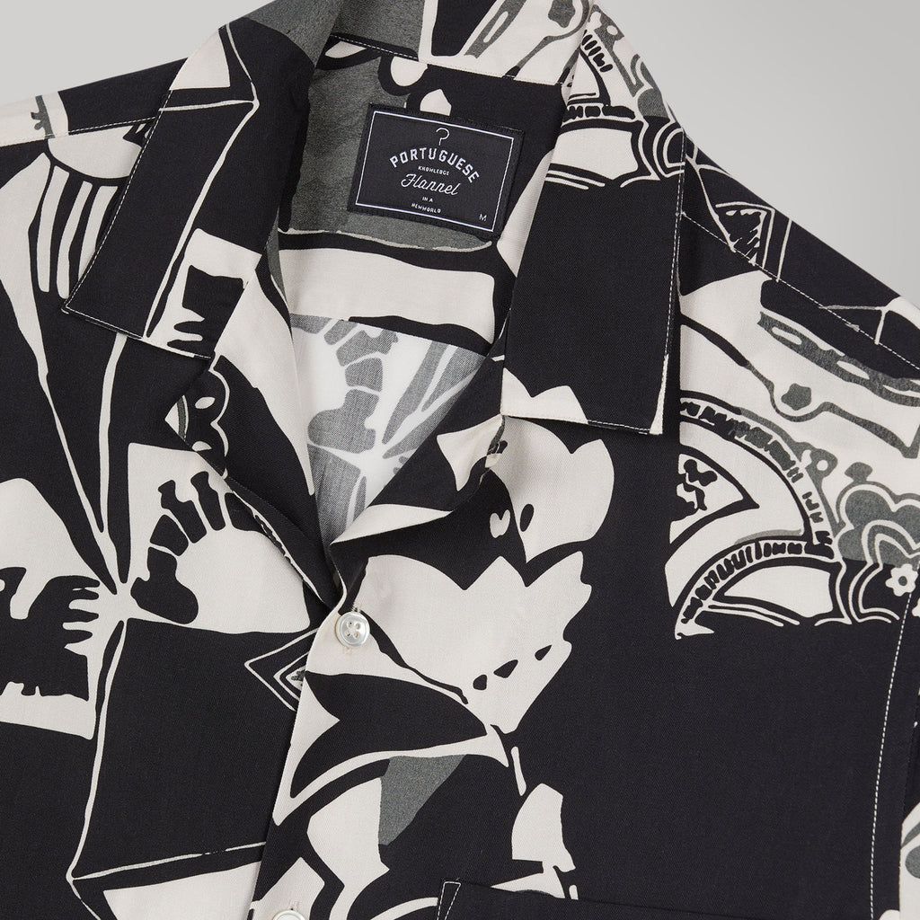 Portuguese Flannel Cuca Shirt - Black - Front Close Up