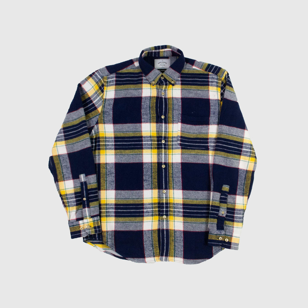 Portuguese Flannel Equi Check ESP Shirt - Navy / Yellow / Green - Front