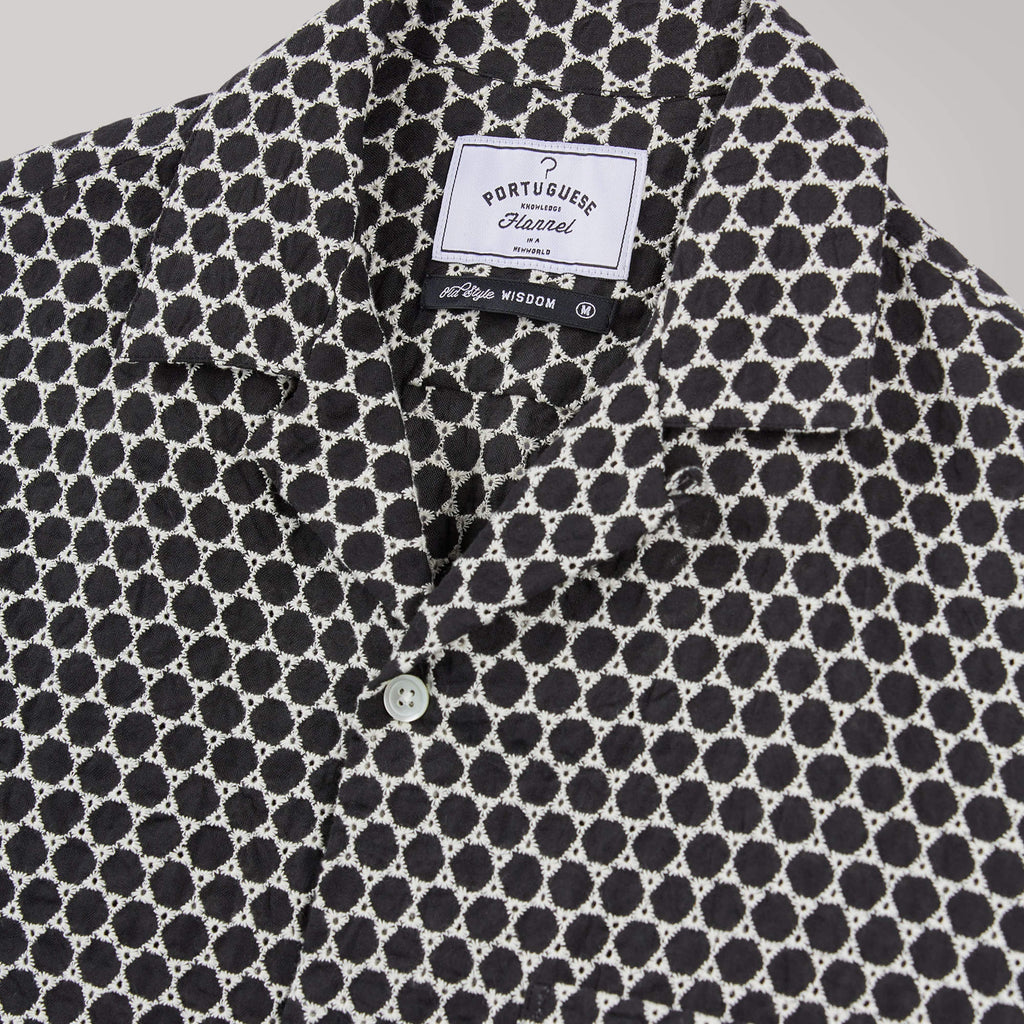 Portuguese Flannel Folc Shirt - Black - Front Close Up