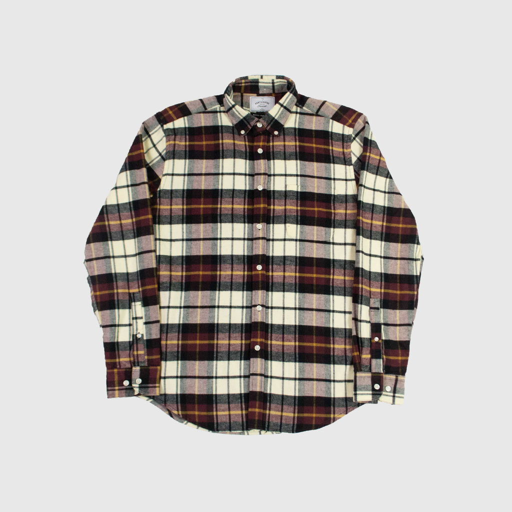 Portuguese Flannel LS Board Shirt - Maroon / Cream / Black - Front