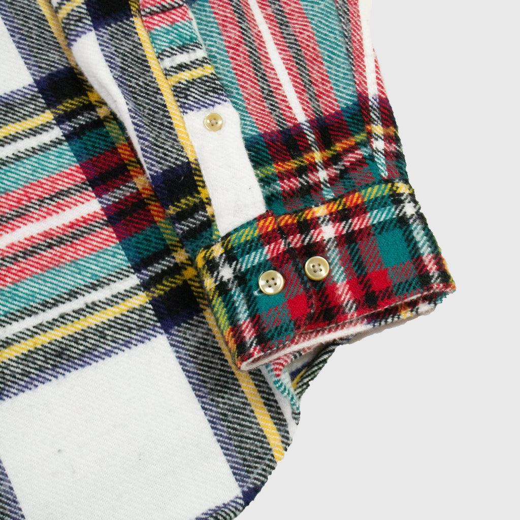 Portuguese Flannel Metaplace Check ESP Shirt - White / Red / Green - Front Close Up
