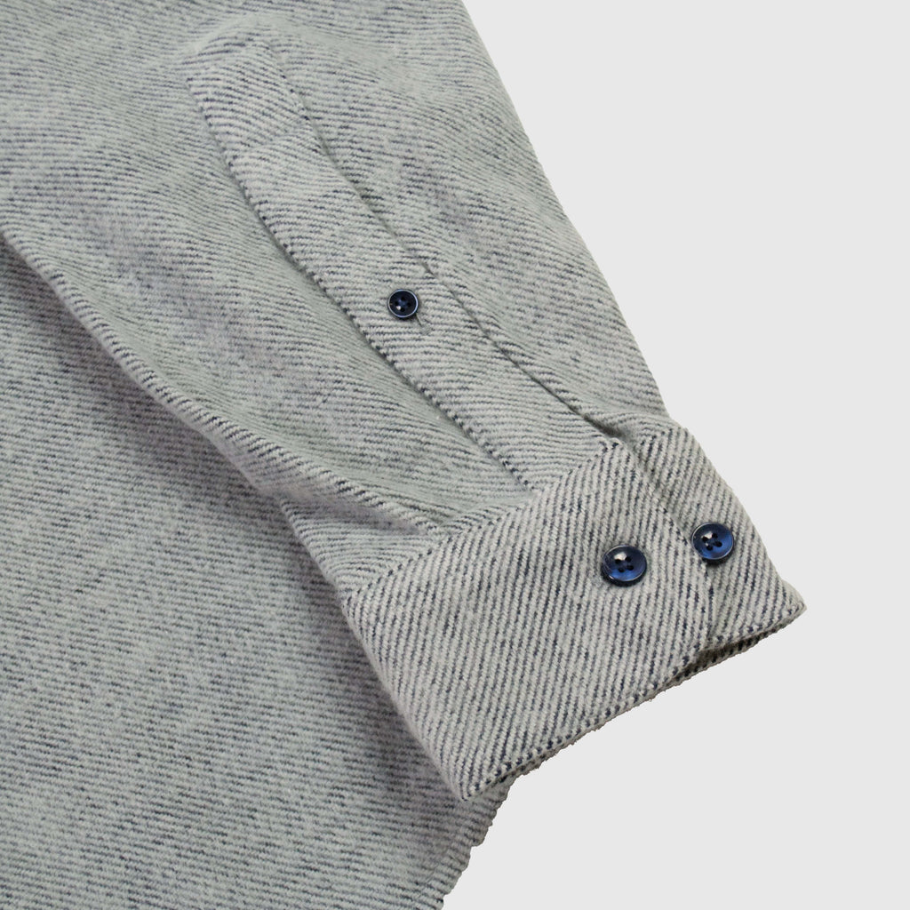 Portuguese Flannel Off Rail ESP BD Shirt - Light Grey - Front Close Up