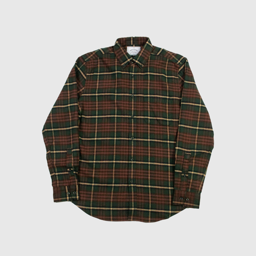 Portuguese Flannel Smog ESP BD - Green / Brown / Navy - Front 