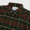 Portuguese Flannel Smog ESP BD - Green / Brown / Navy - Front Close Up