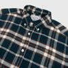 Portuguese Flannel Smooth Check ESP BD - Petrol Blue / Brown / Cream - Front Close Up
