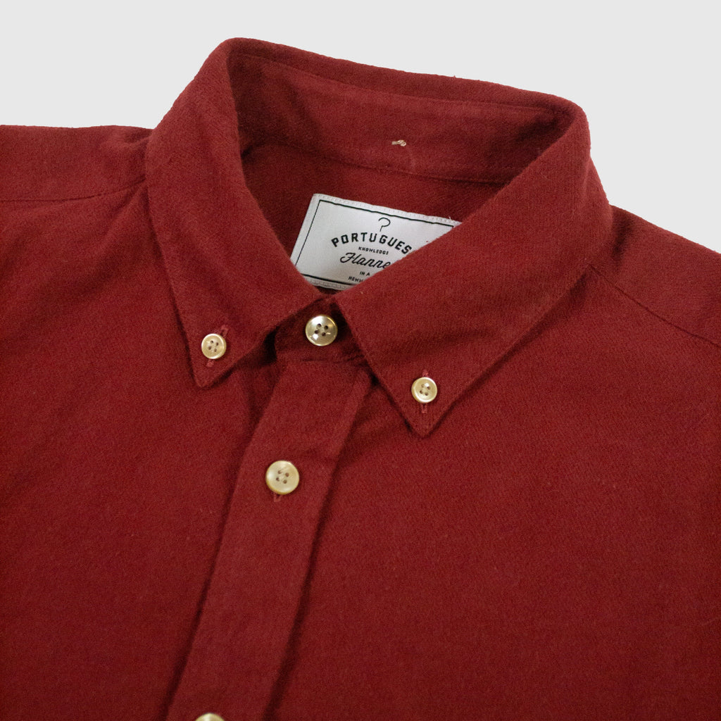 Portuguese Flannel Teca Shirt - Merlot - Close Up