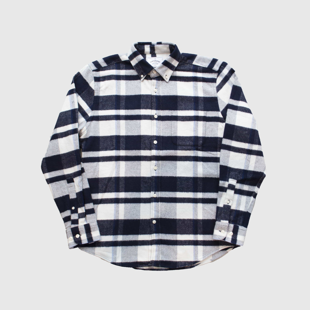 Portuguese Flannel LS Bonefire Shirt - Navy / Blue Front 