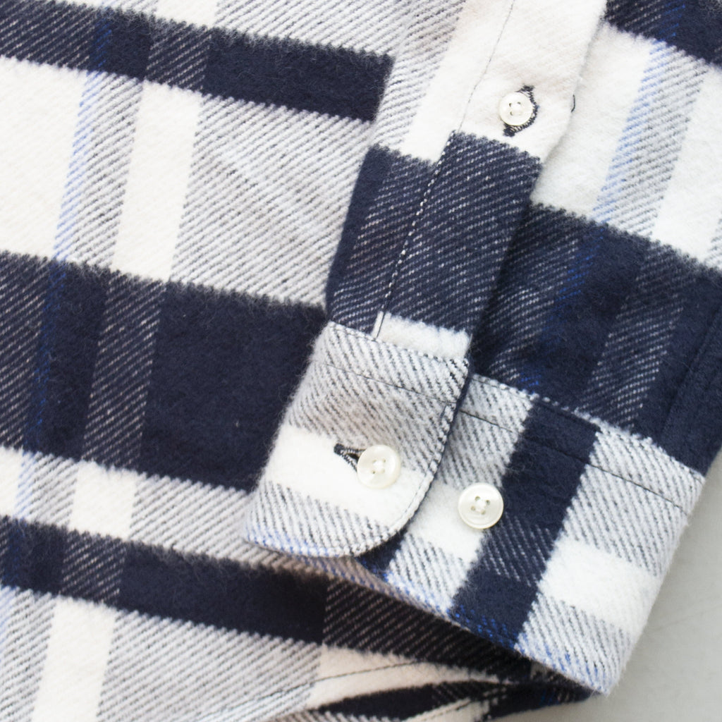 Portuguese Flannel LS Bonefire Shirt - Navy / Blue Sleeve Buttons 
