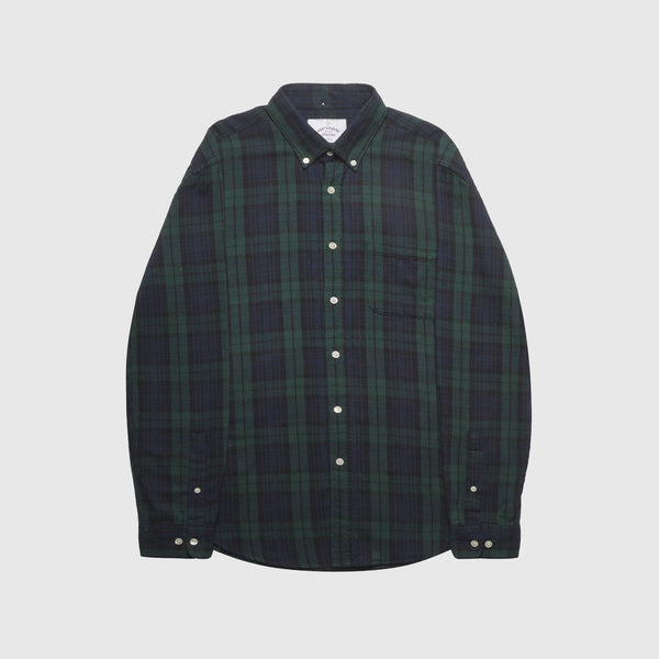 Portuguese Flannel LS Bonfim Shirt - Green / Navy Front