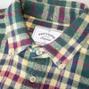 Portuguese Flannel LS Melgaco Shirt - Green Collar Close Up 