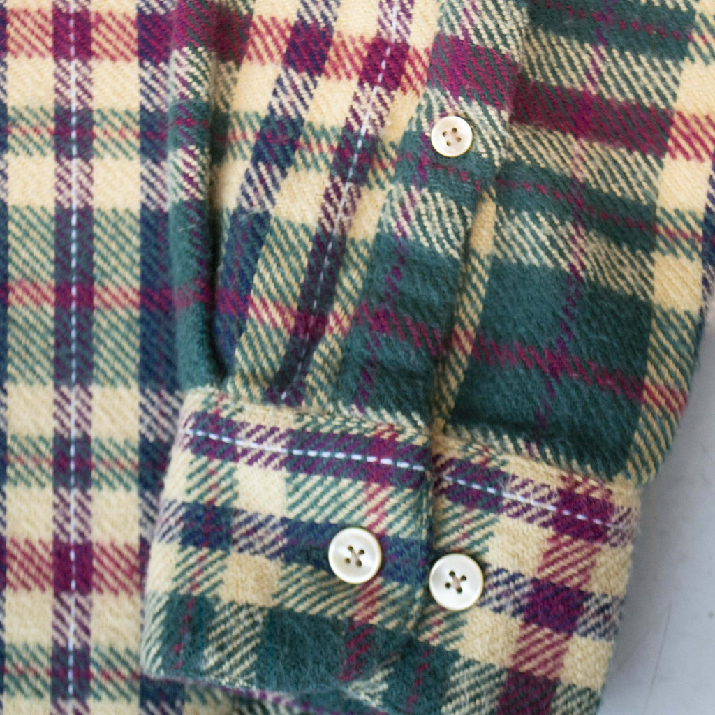 Portuguese Flannel LS Melgaco Shirt - Green Sleeve Buttons 