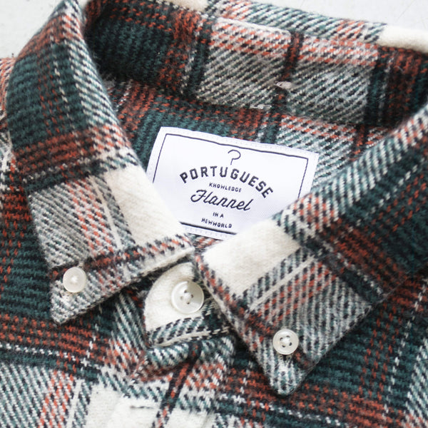 Portuguese Flannel LS Saint Patrick Shirt - Multi Collar Close Up 