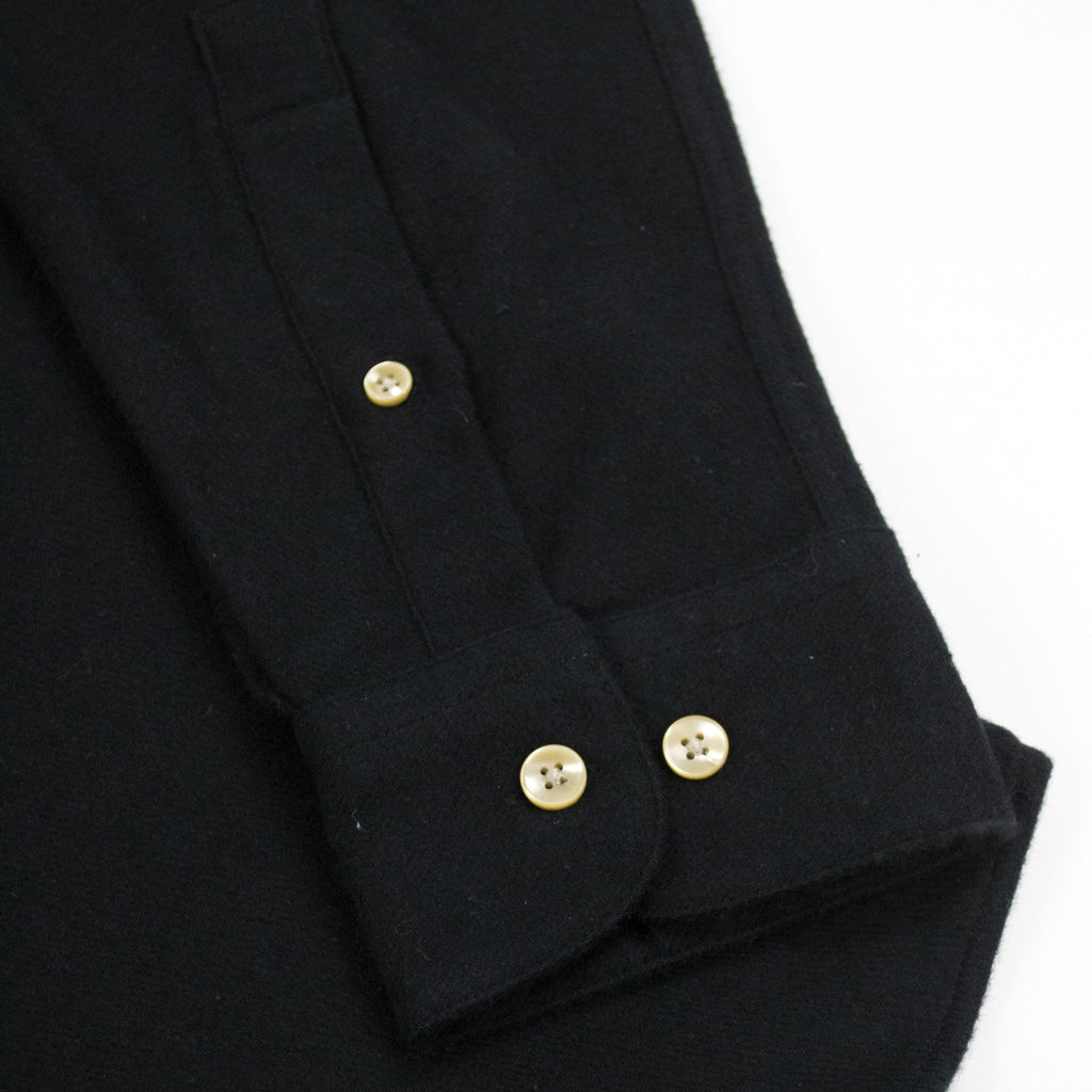 Portuguese Flannel Teca Shirt - Black - Front Close Up