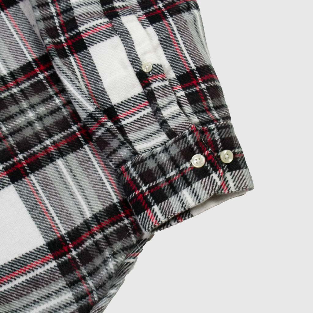 Portuguese Flannel Frosk Check Overshirt - White / Black / Red - Front Close Up
