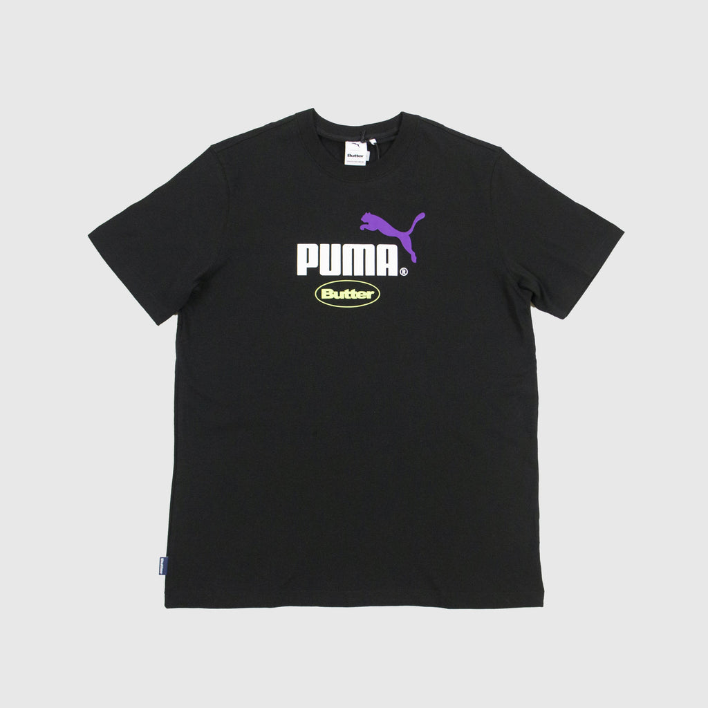 Puma x BUTTERGOODS SS Logo Graphic Tee - Puma Black / Sharp Green Front