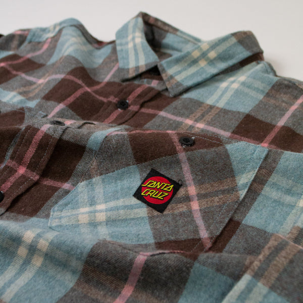 Santa Cruz Apex Shirt - Light Blue Check - Close Up