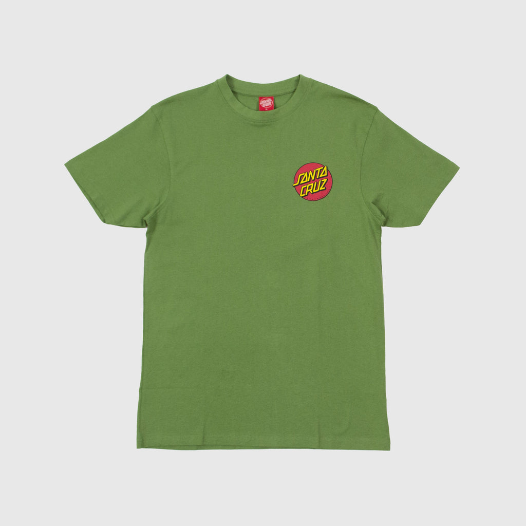  Santa Cruz SS Classic Dot Chest Tee - Dill Green Front With Left Chest Logo