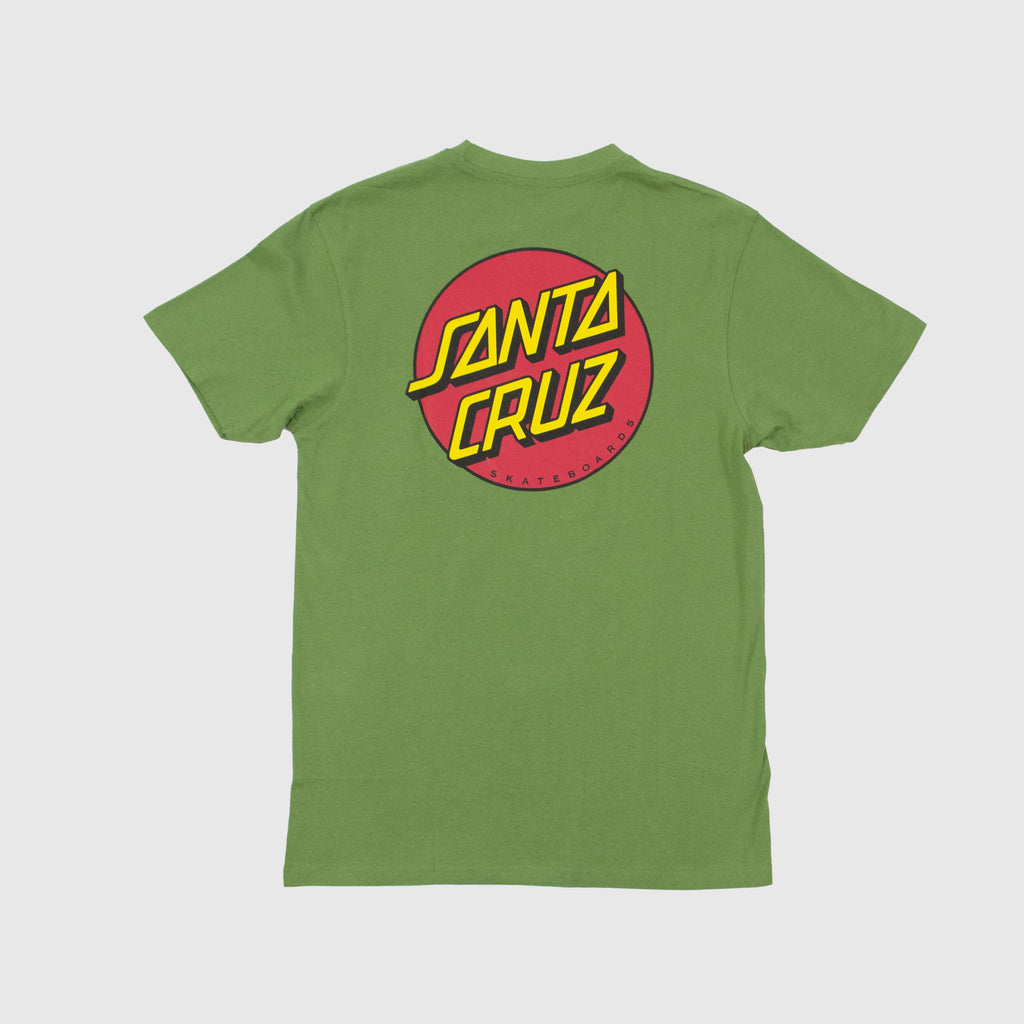Santa Cruz SS Classic Dot Chest Tee - Dill Green Back With Large Printed Graphic Logo