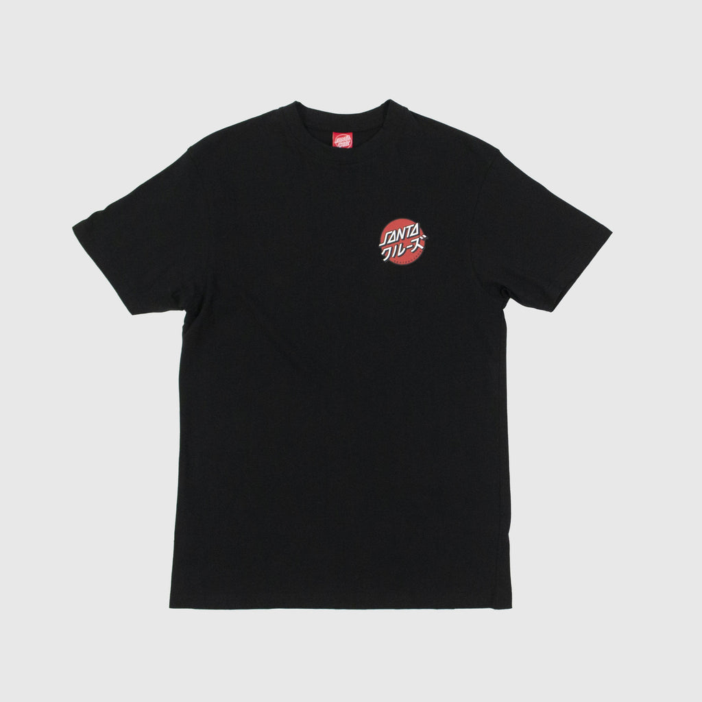 Santa Cruz SS Mixed Up Dot Tee - Black Front With Left Chest Graphic Logo