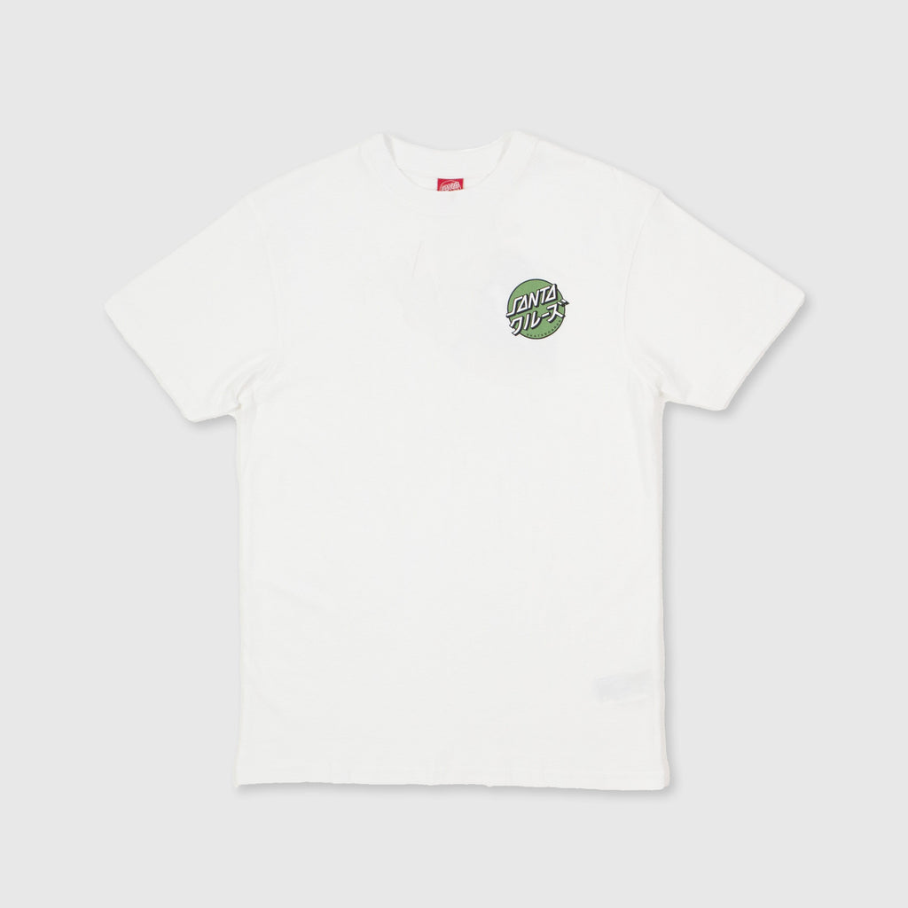 Santa Cruz SS Mixed Up Dot Tee - White Front With Left Chest Graphic Logo 