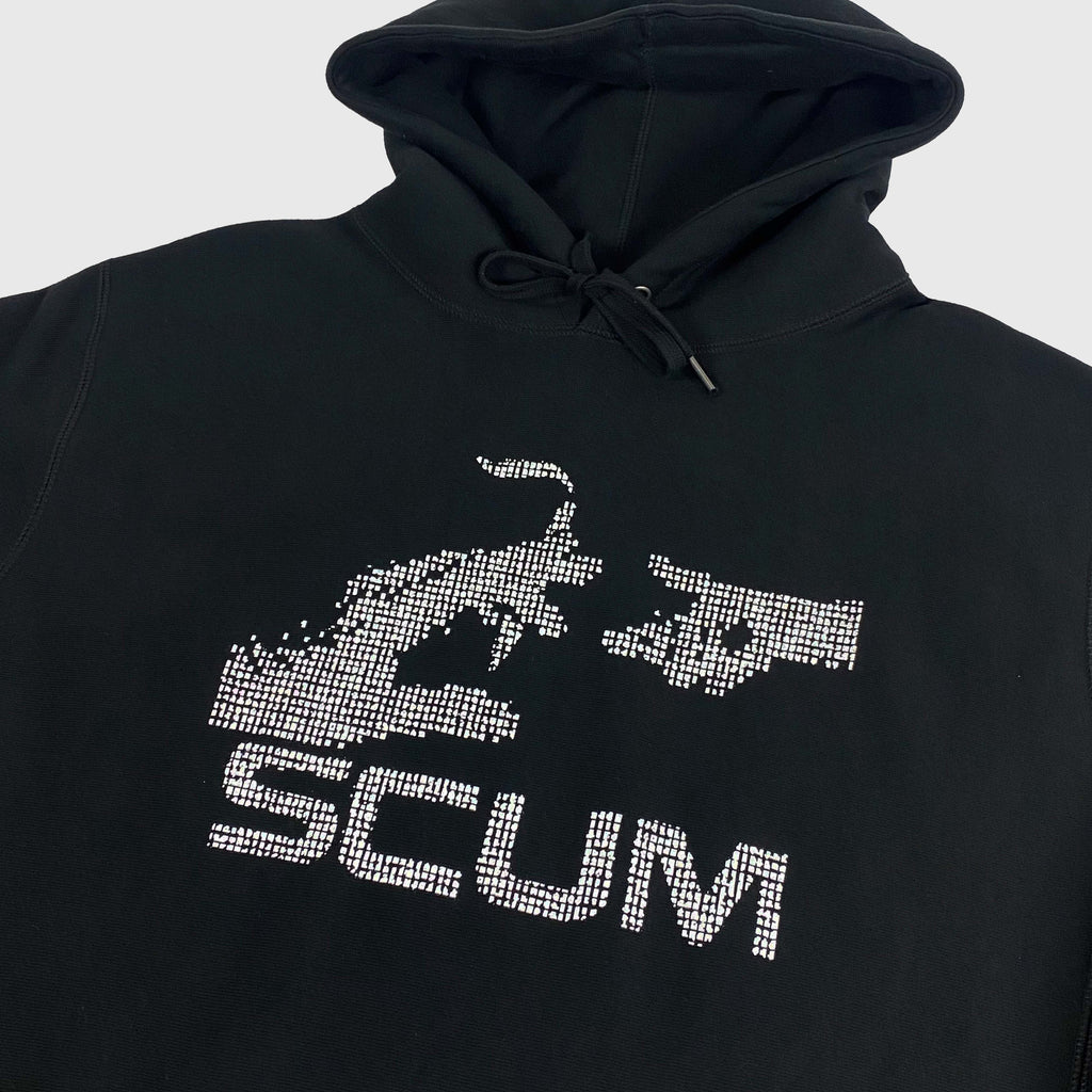 Scum Connecting People Hood - Black - Front Chest Graphic Close Up