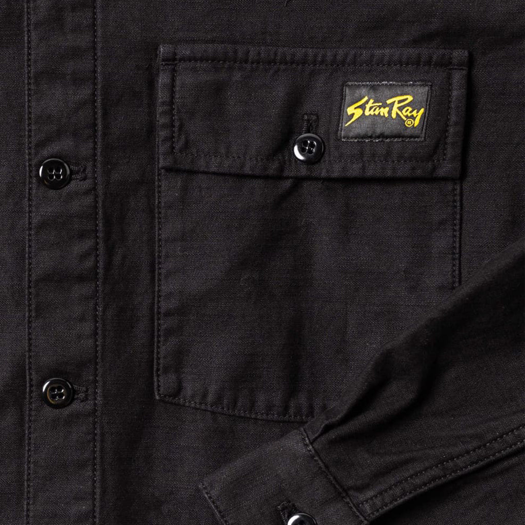 Stan Ray CPO Shirt - Black SateenStan Ray CPO Shirt - Black Sateen - Close Up