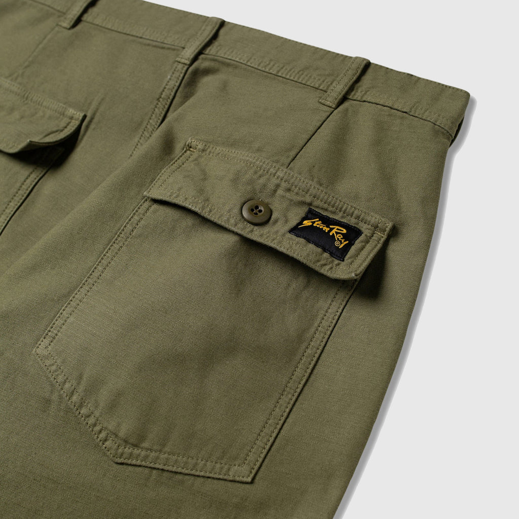 Stan Ray Fat Pant - Dark Olive Sateen - Close Up