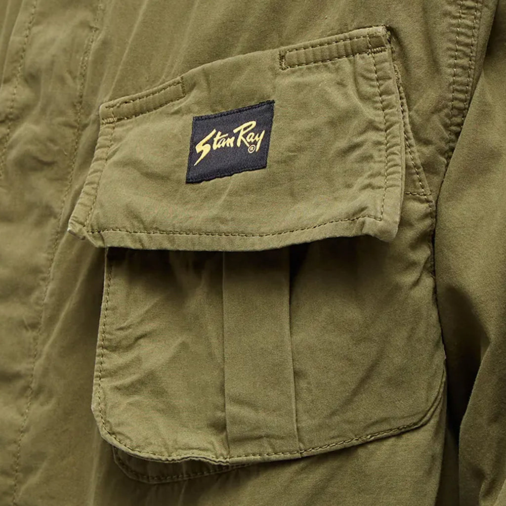 Stan Ray Tropical Jacket - Olive Poplin Chest Close Up 