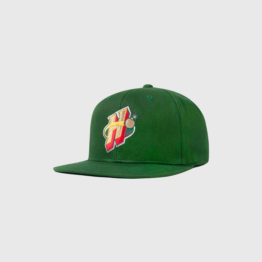 The Hundreds Relocated Snapback - Forest Green Front. 