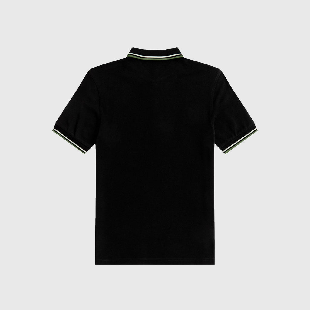 Twin Tipped Fred Perry Shirt - Black / Ecru / Pistachio - Back