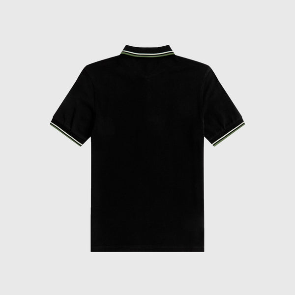 Twin Tipped Fred Perry Shirt - Black / Ecru / Pistachio - Back