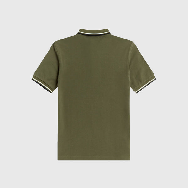 Twin Tipped Fred Perry Shirt - Military Green - Back