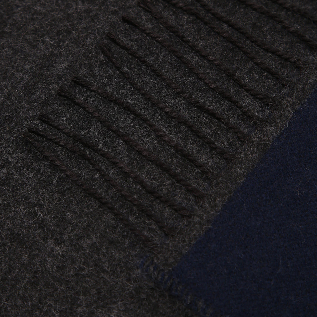 Universal Works Scarf - Navy / Charcoal - Close Up