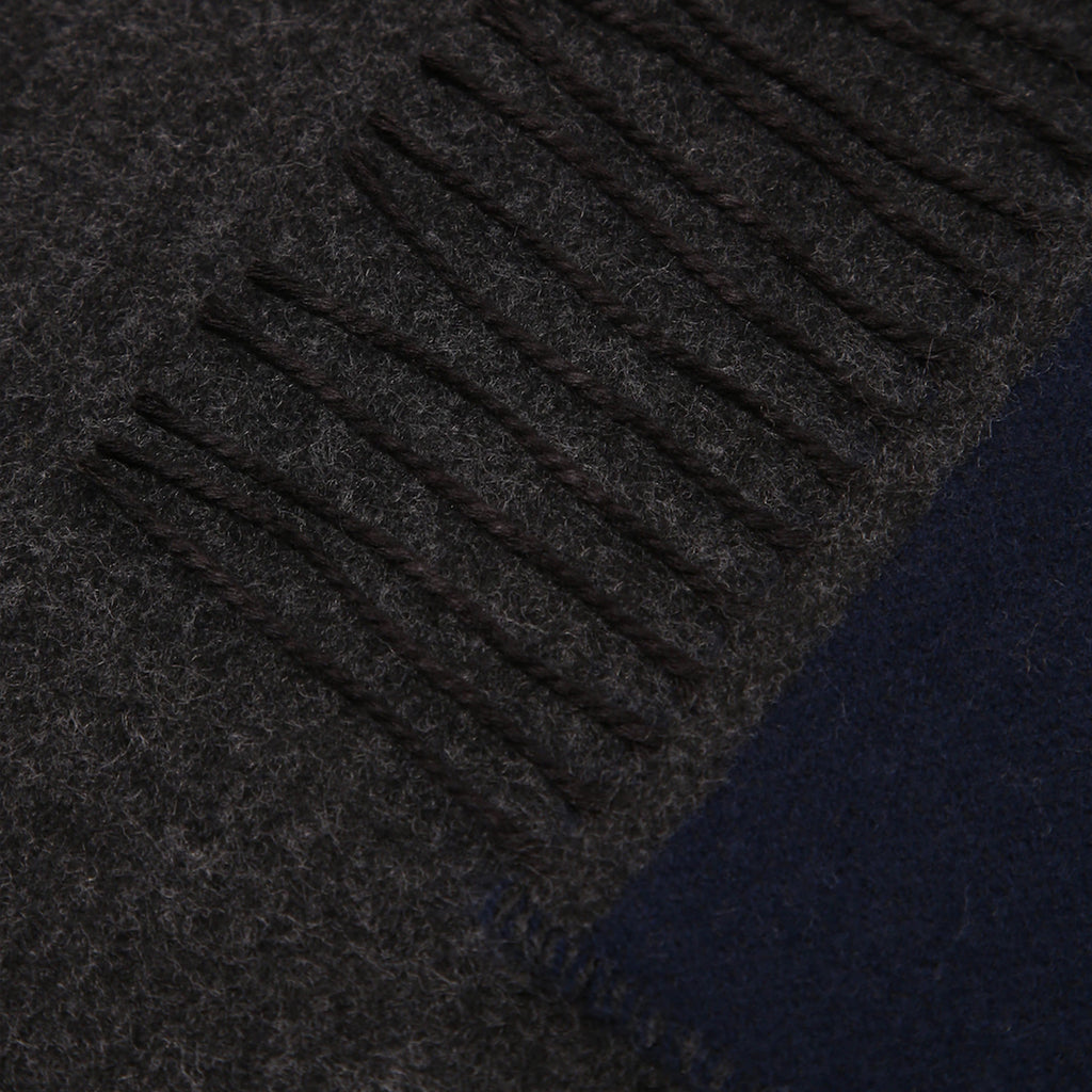 Universal Works Scarf - Navy / Charcoal - Close Up