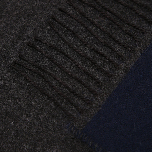Universal Works Scarf - Navy / Charcoal - Close Up