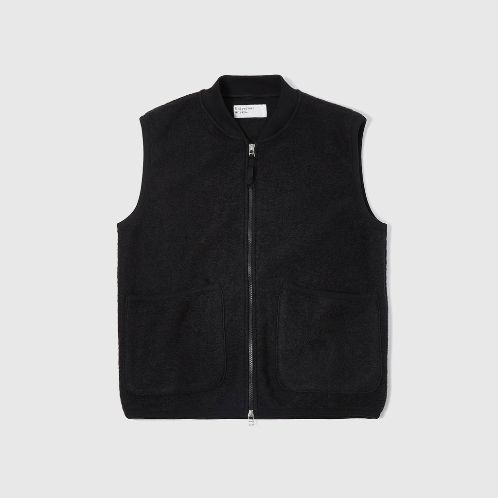 Universal Works Zip Waistcoat - Black - Front